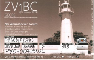 Cartão QSL 2012 ZV1BC - frente